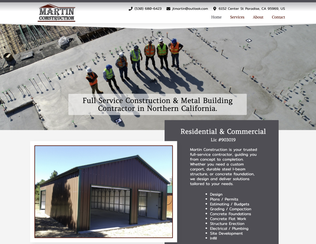 Martin Construction California web design Martin Construction California web design